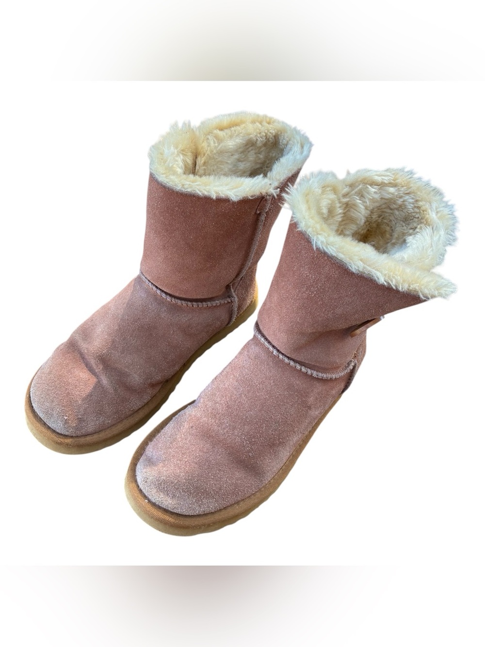 UGG Bailey Button Suede Faux-Fur Winter Boots Beige Size 8